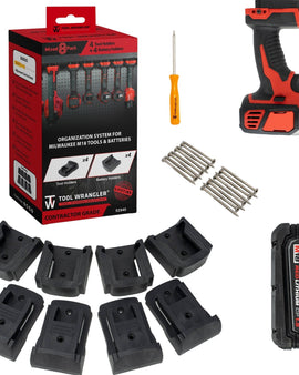 ToolWrangler Mounts For Milwaukee M18 Cordless Tools & Batteries - FREE US Shipping - Lifetime Warranty - Mixed 8-Pack
