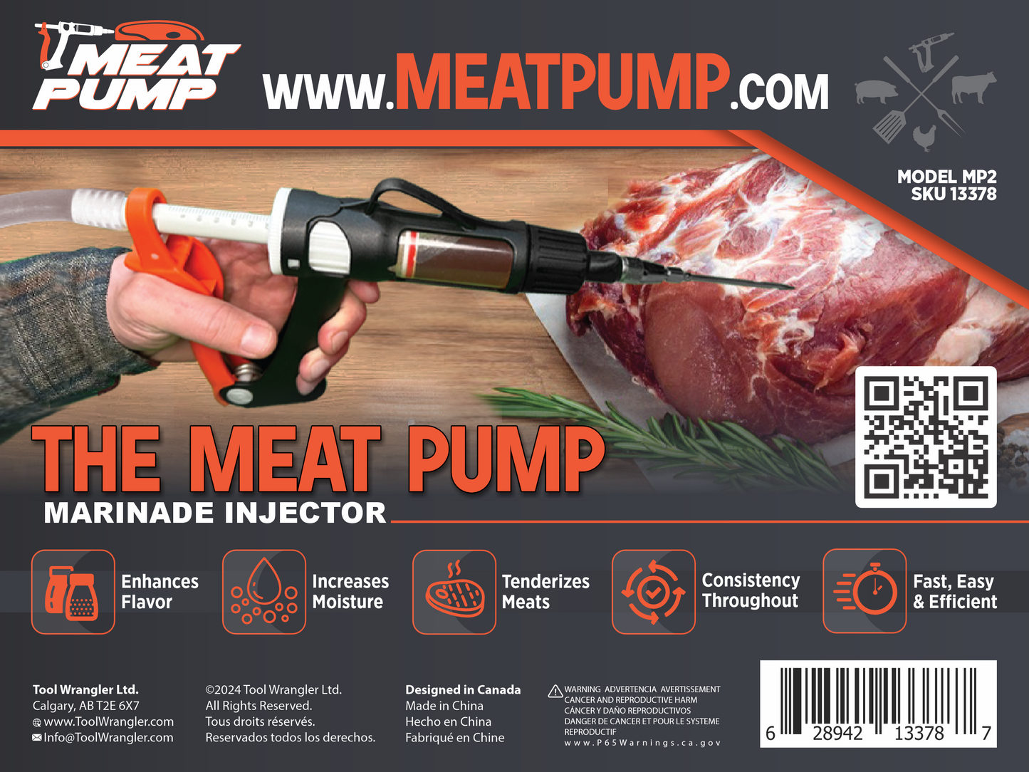 Meat Pump Marinade Injector - Nylon Plastic -