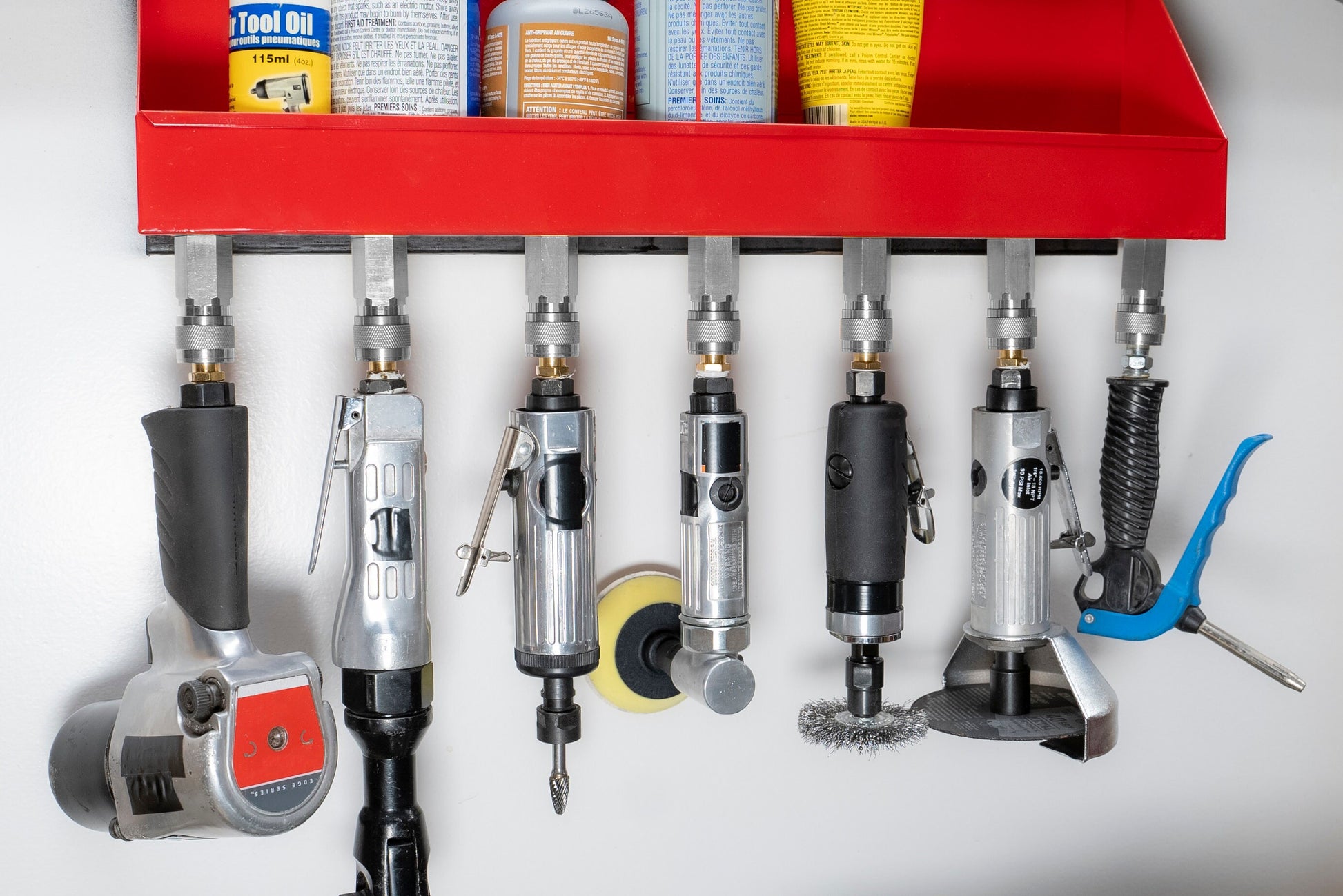 Air Wrangler - 5 Pack Air Tool Organizer for Pneumatic Tools - Automatic Push-To-Connect | Universal Fit | Dual Mount System | Tool Wrangler